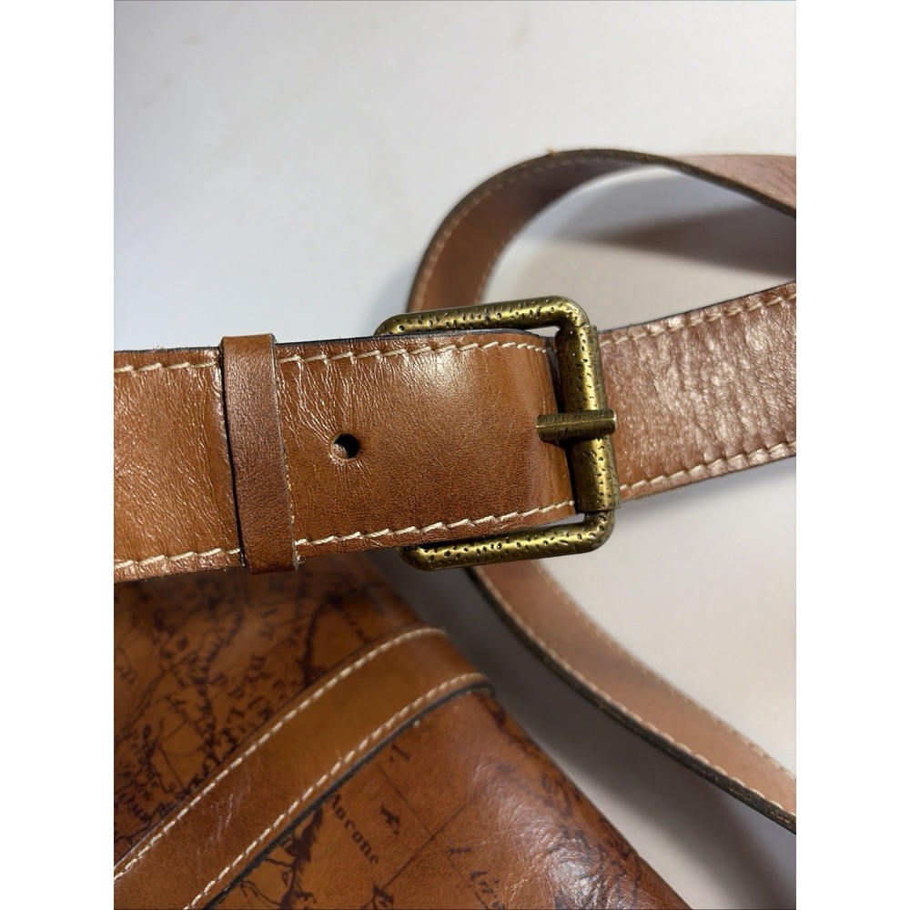 Patricia Nash Map Print Leather Crossbody Bag Brown Tan Italy Map Embossed Logo - Picture 4 of 14